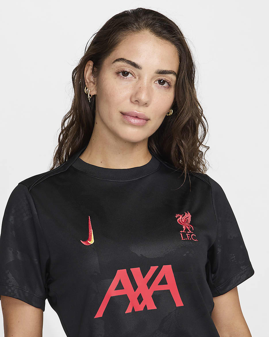 Playera de futbol Nike Dri FIT para antes del partido para mujer Liverpool FC Academy Pro Third. Nike